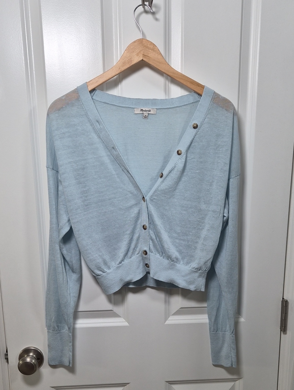 Madewell Light Blue Women's Button-Front Knit Cardigan Sweater